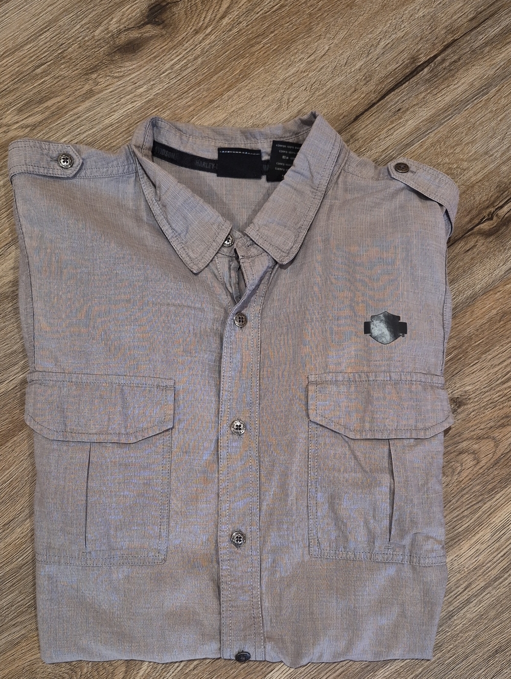 Harley Davidson Men's Casual Button-Up Shirt Jacket in Light Gray